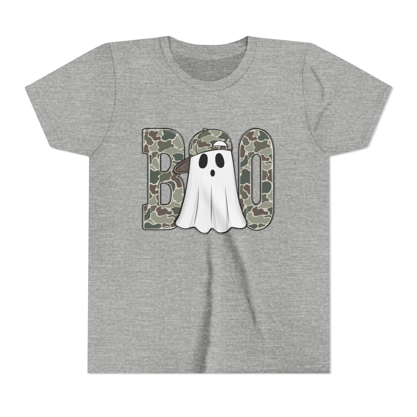 Boo Ghost Youth Tee - Perfect for Halloween, Kids Tee, Camo Ghost Shirt, Fun Casual Wear, Boys & Girls Halloween Apparel