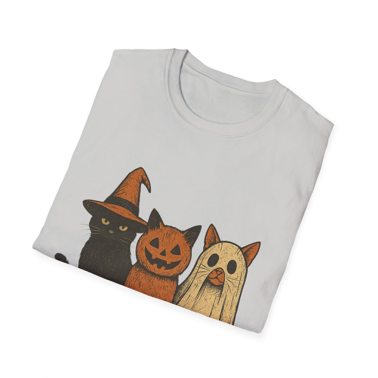 Halloween Cat & Dog T-Shirt, Unisex Softstyle Tee, Fall Apparel, Cute Pet Shirt, Casual Halloween Outfit, Animal Lover Gift