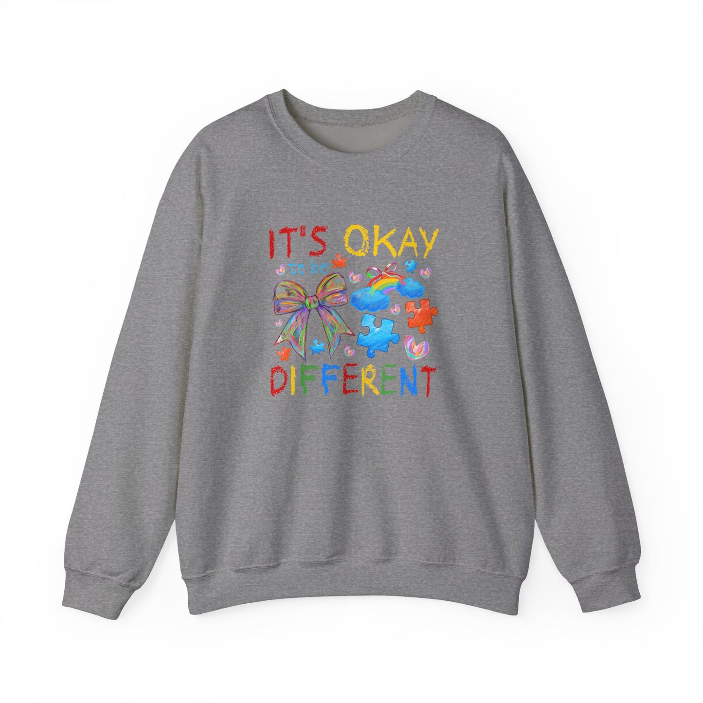 Inclusive Rainbow Crewneck Sweatshirt, Unisex Adult Apparel, Gift for Kids, Autism Awareness, Cozy and Colorful Sweatshirt