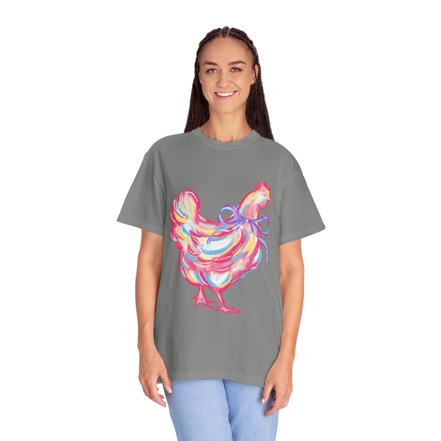 Colorful Chicken T-Shirt - Whimsical Farm Animal Tee, Gift for Animal Lovers, Unique Art Shirt, Cozy Casual Wear, Fun Birthday Present