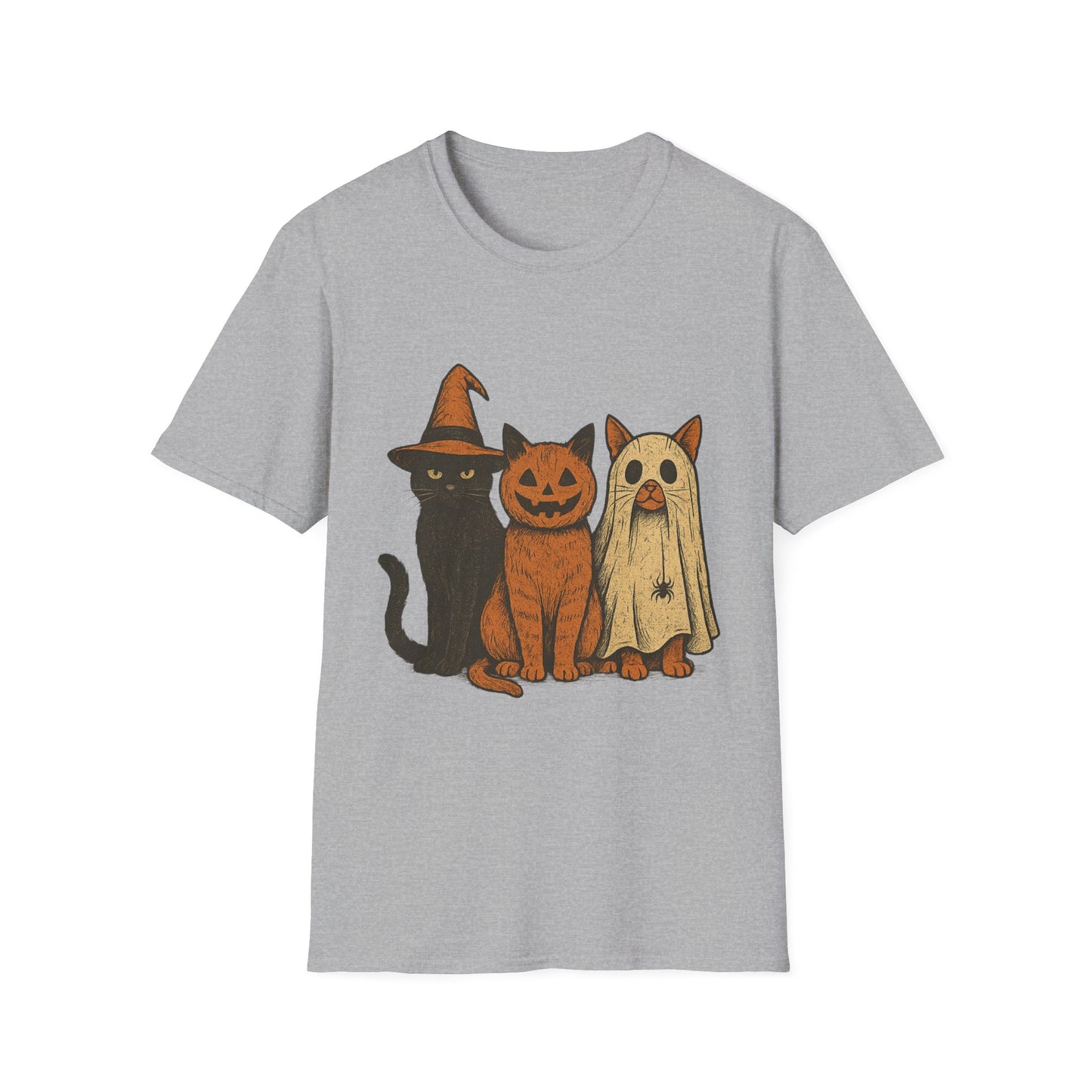 Halloween Cat & Dog T-Shirt, Unisex Softstyle Tee, Fall Apparel, Cute Pet Shirt, Casual Halloween Outfit, Animal Lover Gift