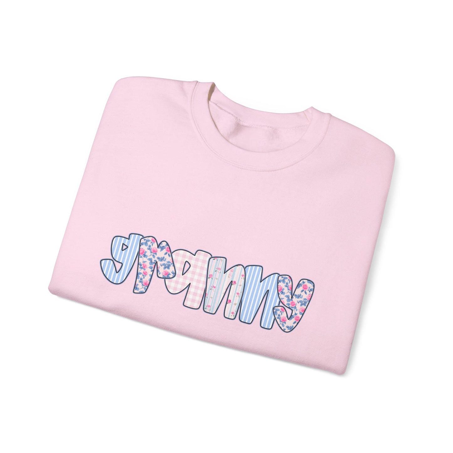 Granny Pink & Blue Floral Crewneck