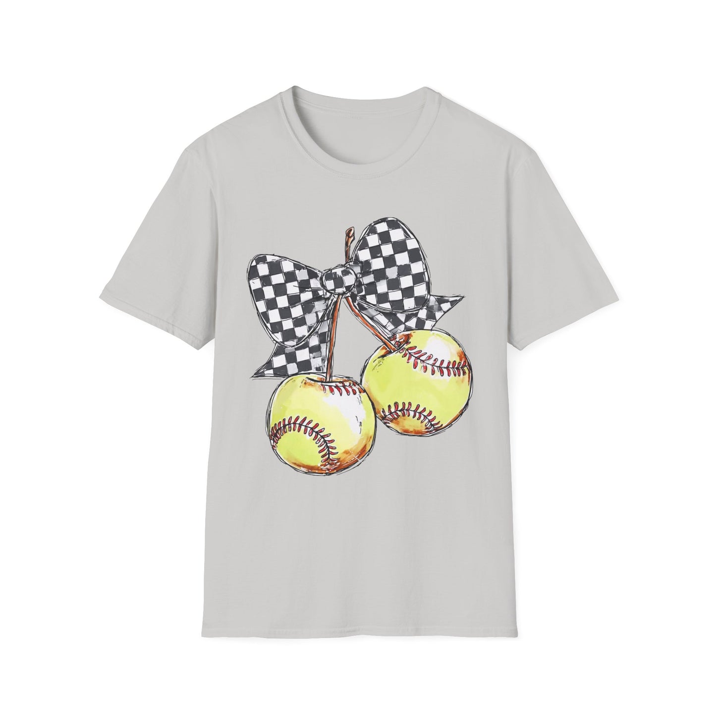 Softball Bow Unisex T-Shirt, Softball Mom Gift, Sporty Graphic Tee, Casual Wear, Team Spirit Shirt