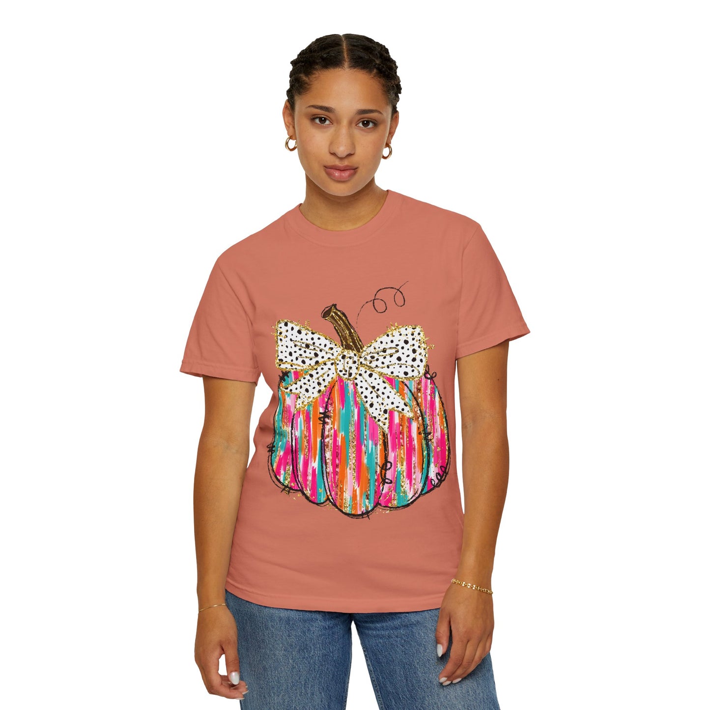 Colorful Pumpkin Graphic T-Shirt for Fall, Casual Autumn Tee, Halloween Shirt, Thanksgiving Outfit, Gift for Her