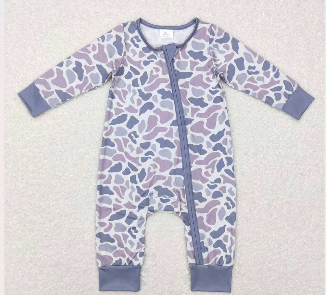 Boys Blue Camo Bamboo Romper