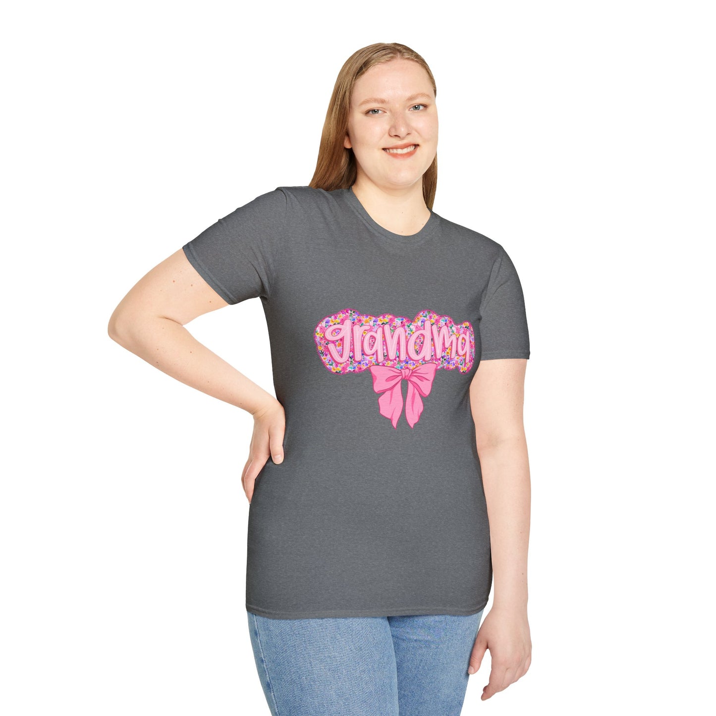 Grandma Floral Graphic T-Shirt | Gift for Grandma | Softstyle Tee for Family Celebrations, Mother's Day Gift, Casual Wear