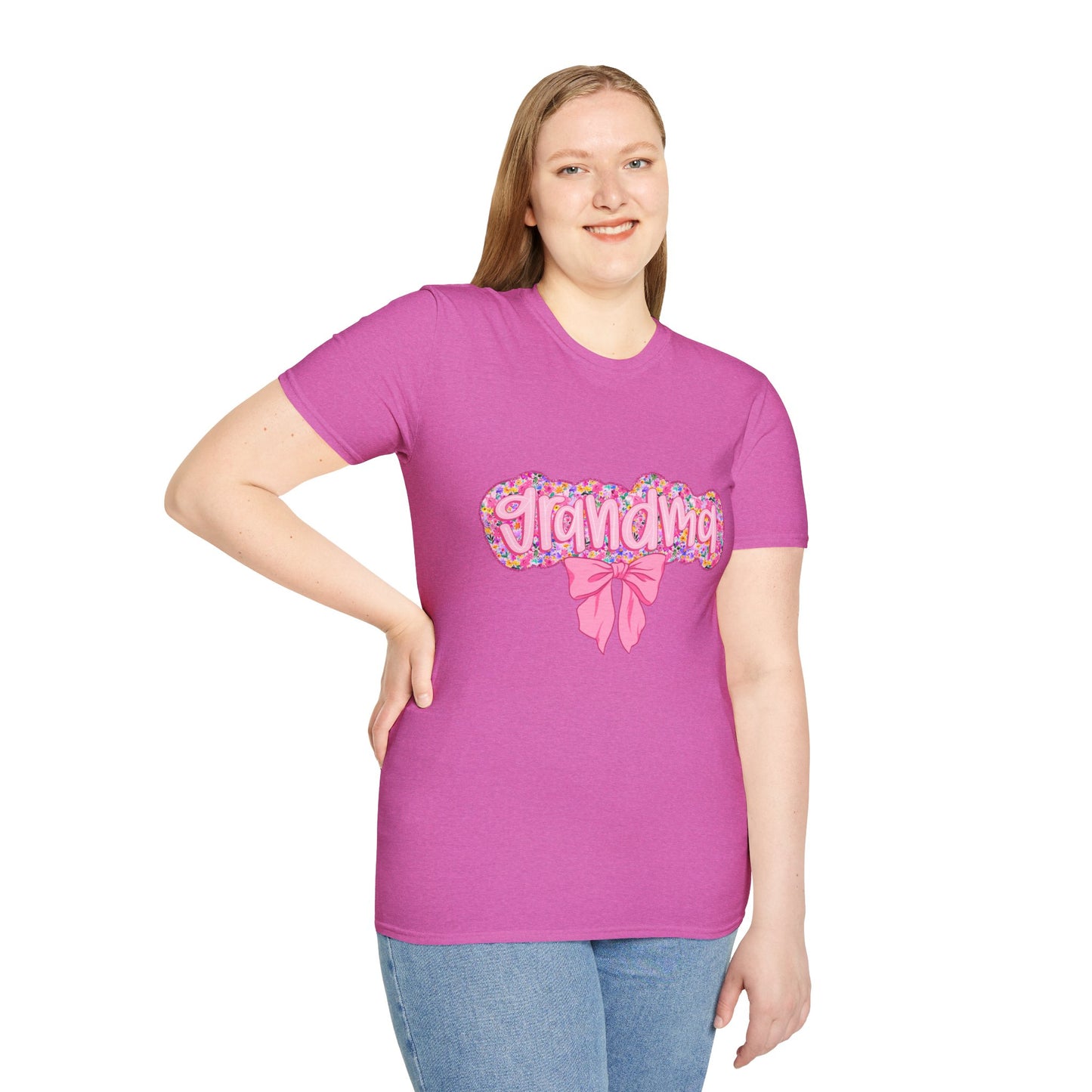 Grandma Floral Graphic T-Shirt | Gift for Grandma | Softstyle Tee for Family Celebrations, Mother's Day Gift, Casual Wear