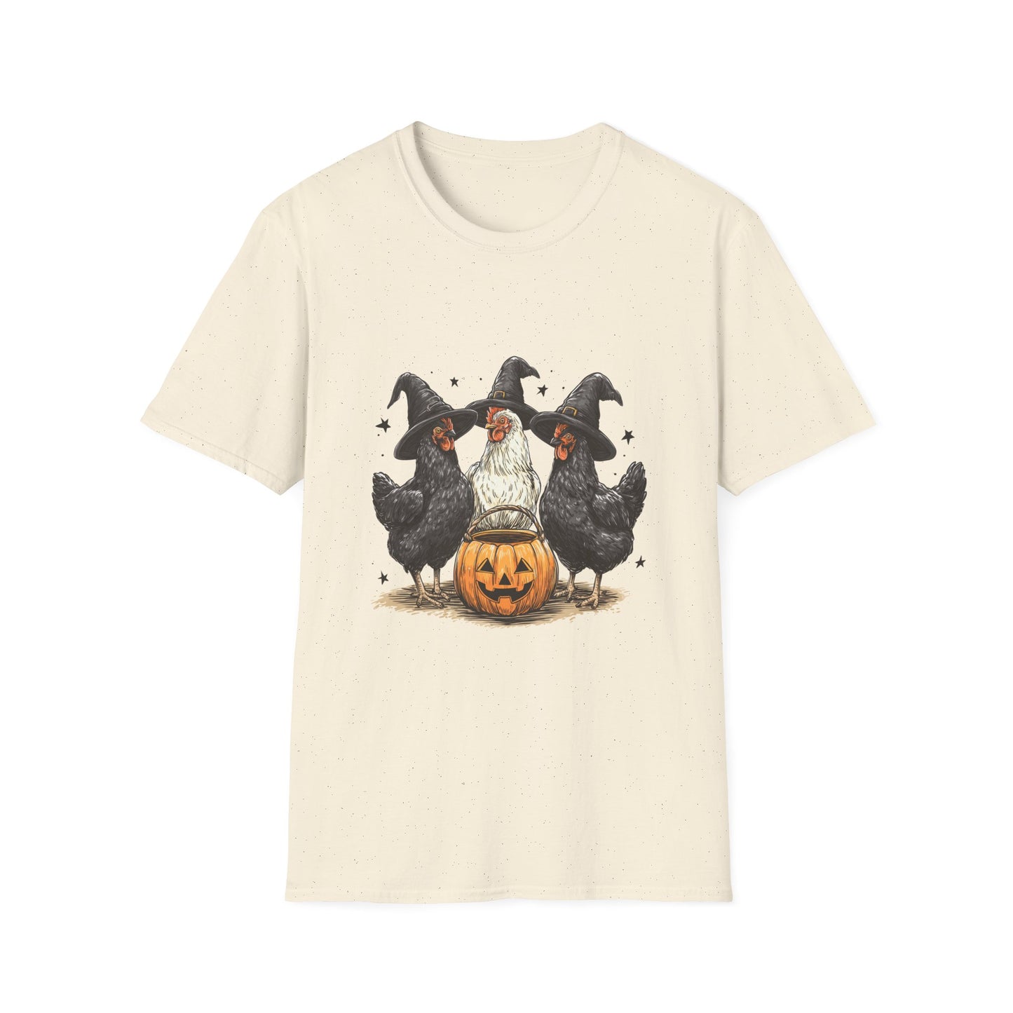 Halloween Witch Chickens Unisex Softstyle T-Shirt, Cute Fall Tee, Halloween Costume Shirt, Spooky Fun Apparel, Gift for Chicken Lovers