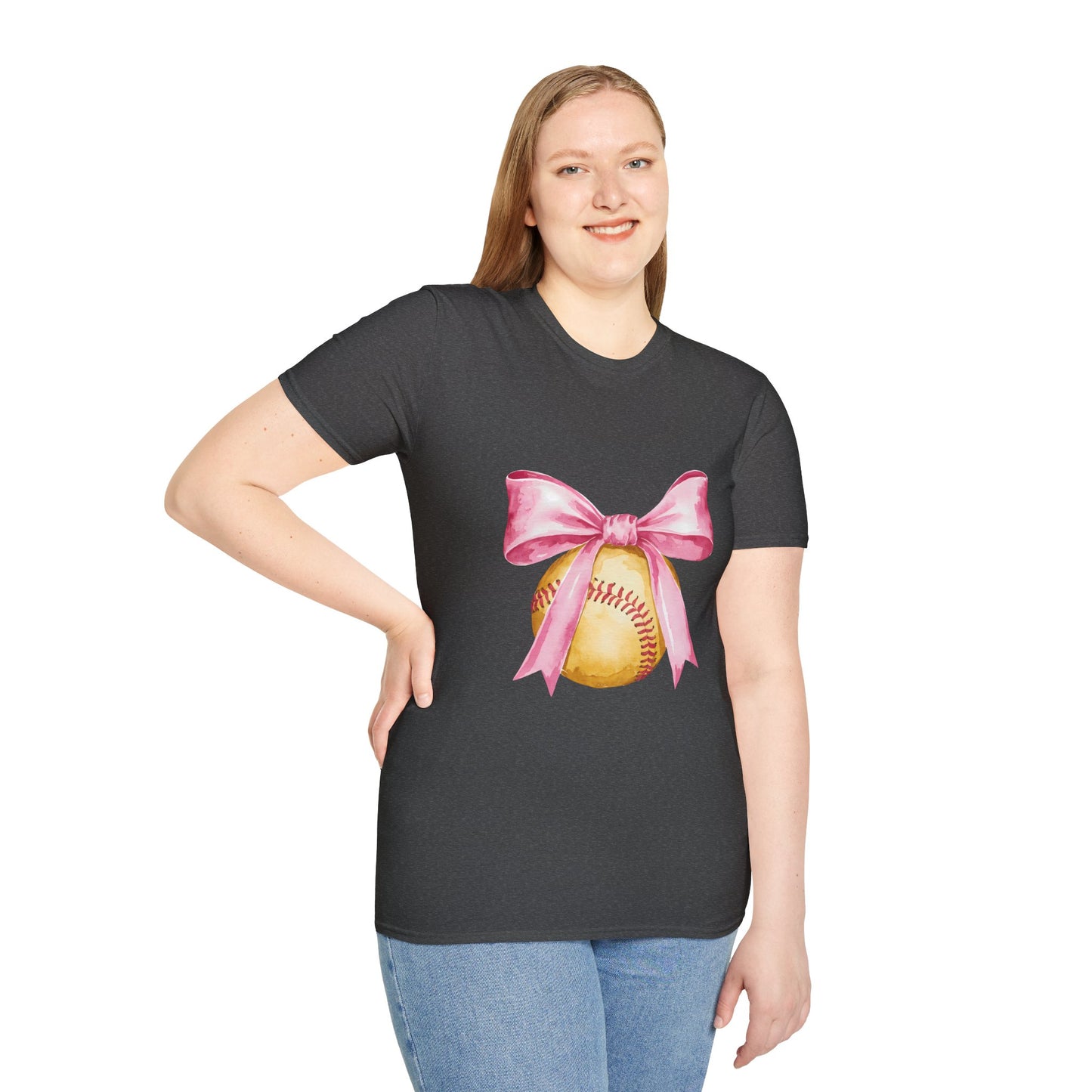 Pink Ribbon Baseball T-Shirt for Softball Lovers, Support Breast Cancer Awareness, Gift for Coaches and Players, Casual Wear