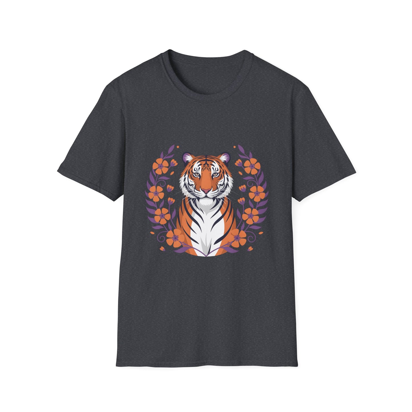 Tiger Floral Unisex T-Shirt, Boho Style Tee, Nature Lover Gift, Wildlife Passion, Summer Outfit, Eco-Friendly Shirt