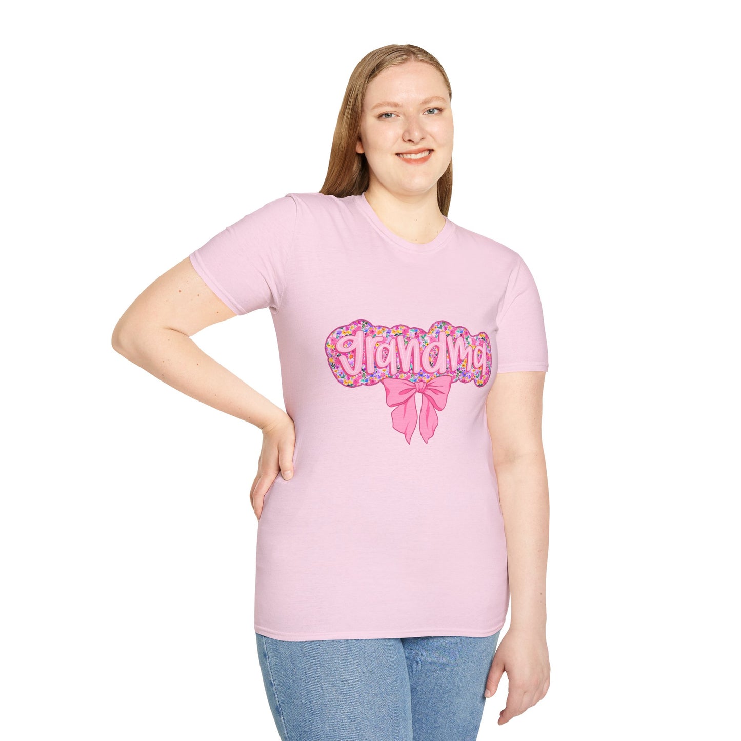 Grandma Floral Graphic T-Shirt | Gift for Grandma | Softstyle Tee for Family Celebrations, Mother's Day Gift, Casual Wear