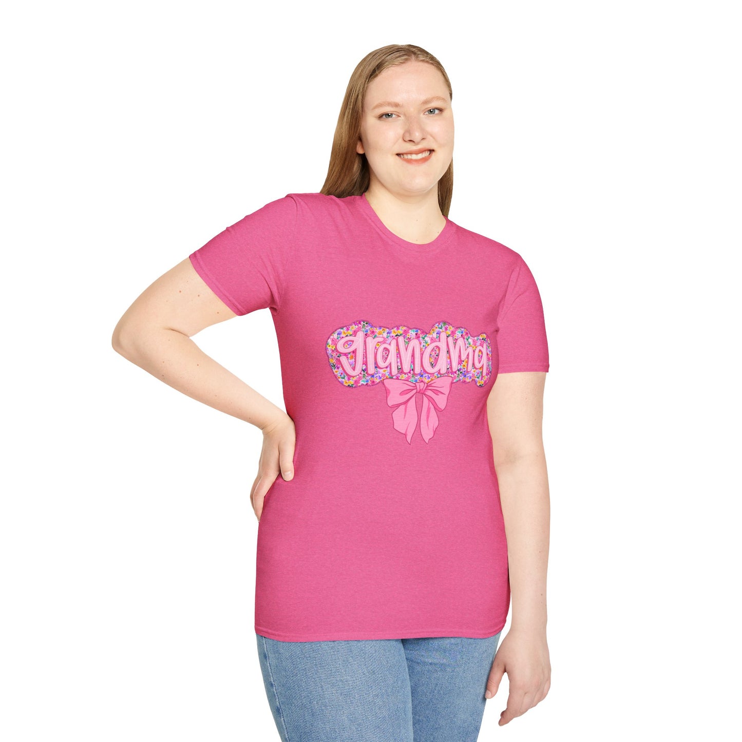 Grandma Floral Graphic T-Shirt | Gift for Grandma | Softstyle Tee for Family Celebrations, Mother's Day Gift, Casual Wear