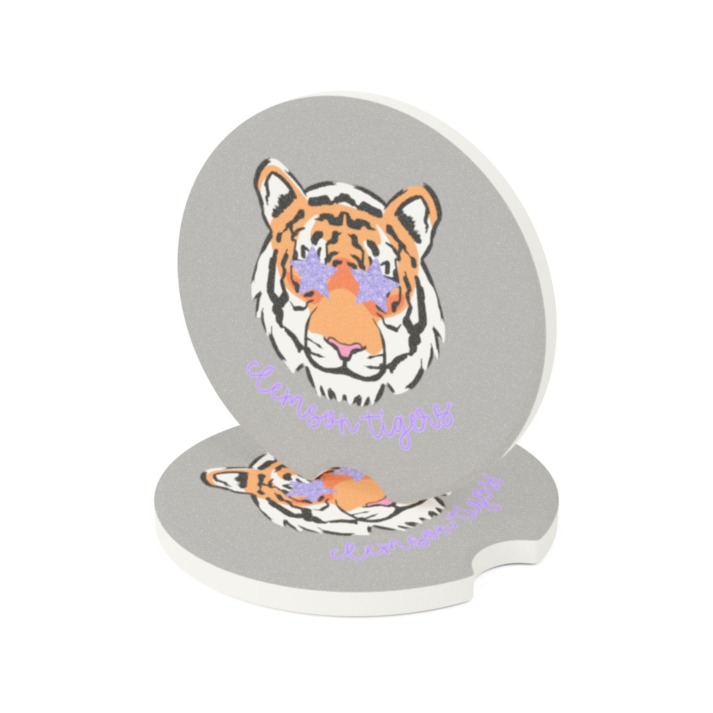 Tiger Print Car Coaster | Cute Drink Coaster for Auto, Car Accessories, Gifts for Her, Animal Lover Decor