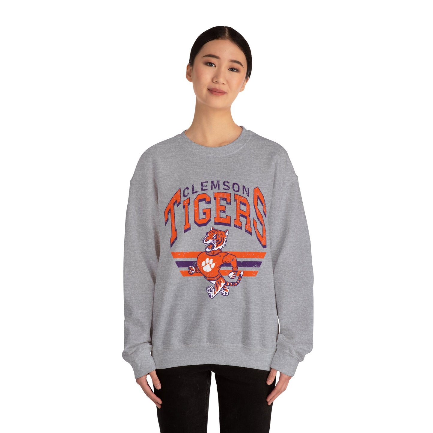 Clemson Tigers Crewneck Sweatshirt, Comfortable College Apparel, Unisex Sweatshirt, Sports Fan Gear, Game Day Outfit, Classic Sweatshirt