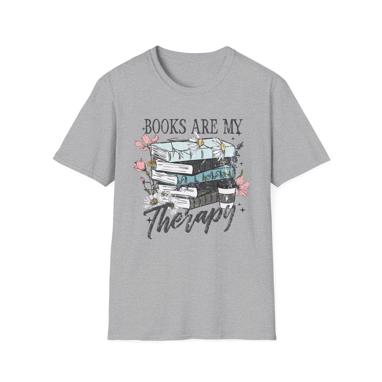 Books Are My Therapy Unisex Softstyle T-Shirt, Book Lover Gift, Reading Shirt, Literary Gift, Bookish Apparel, Cozy Outfit