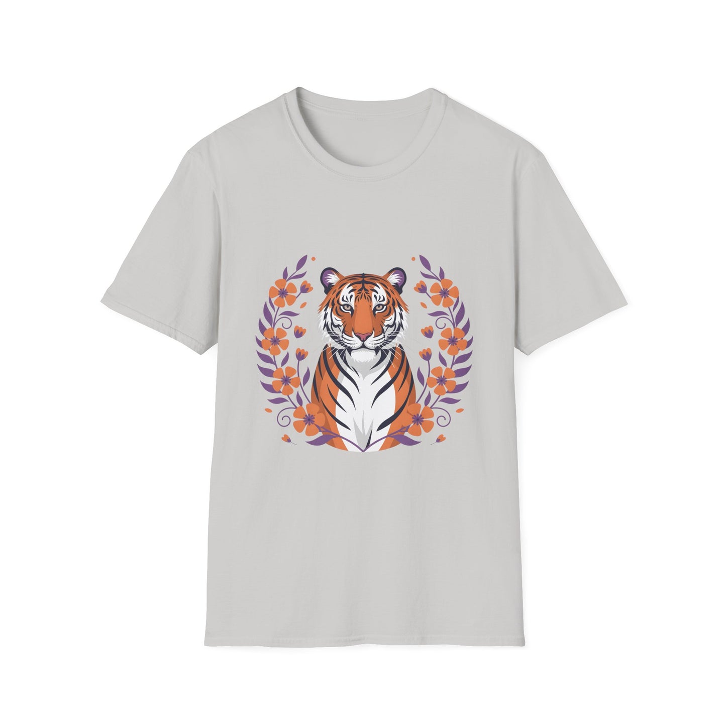 Tiger Floral Unisex T-Shirt, Boho Style Tee, Nature Lover Gift, Wildlife Passion, Summer Outfit, Eco-Friendly Shirt