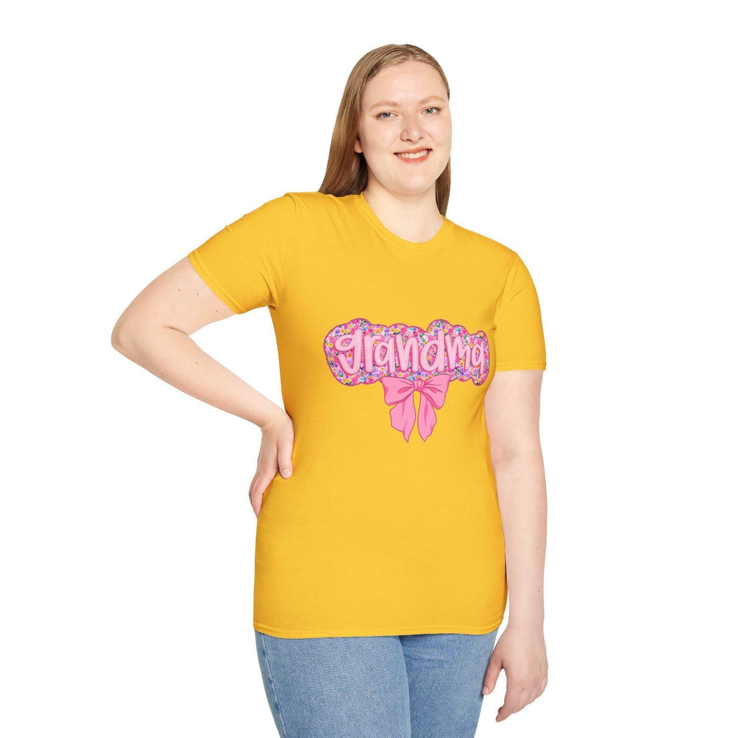 Grandma Floral Graphic T-Shirt | Gift for Grandma | Softstyle Tee for Family Celebrations, Mother's Day Gift, Casual Wear