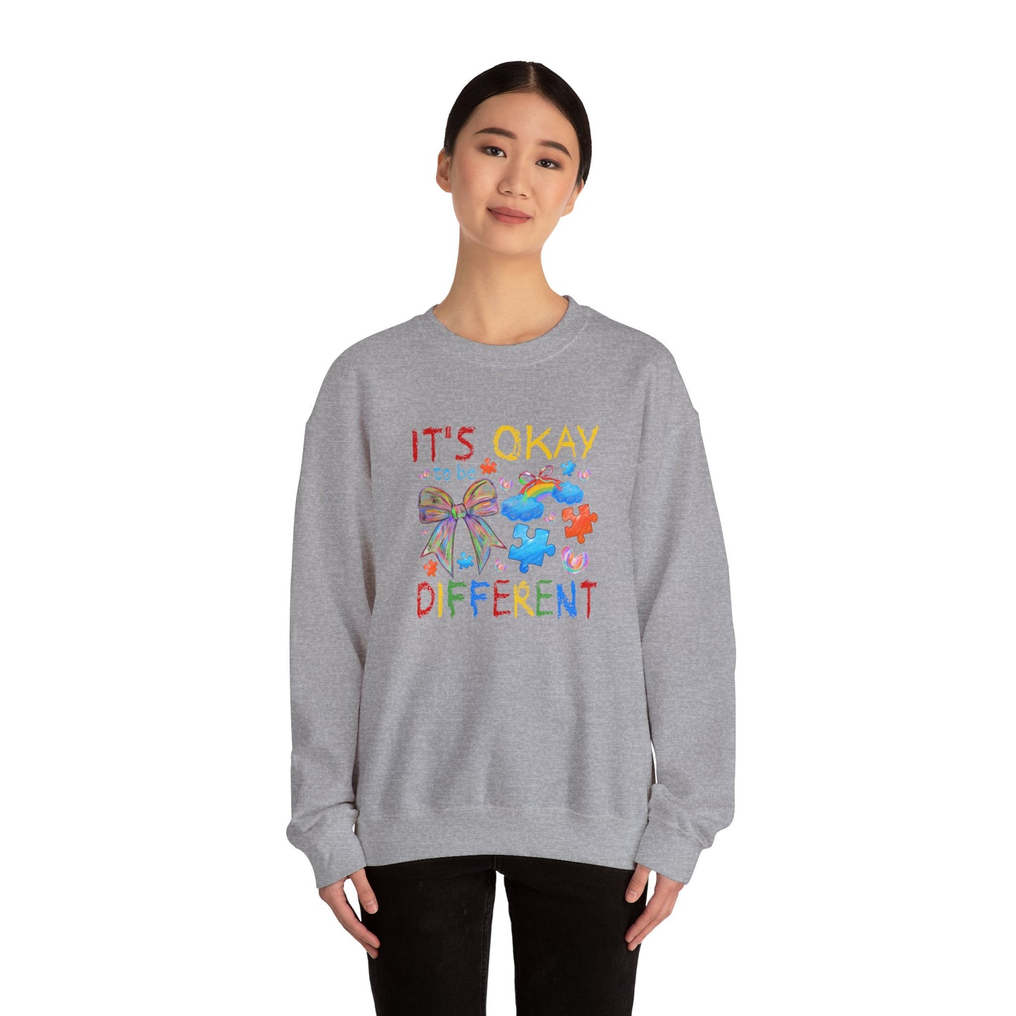 Inclusive Rainbow Crewneck Sweatshirt, Unisex Adult Apparel, Gift for Kids, Autism Awareness, Cozy and Colorful Sweatshirt
