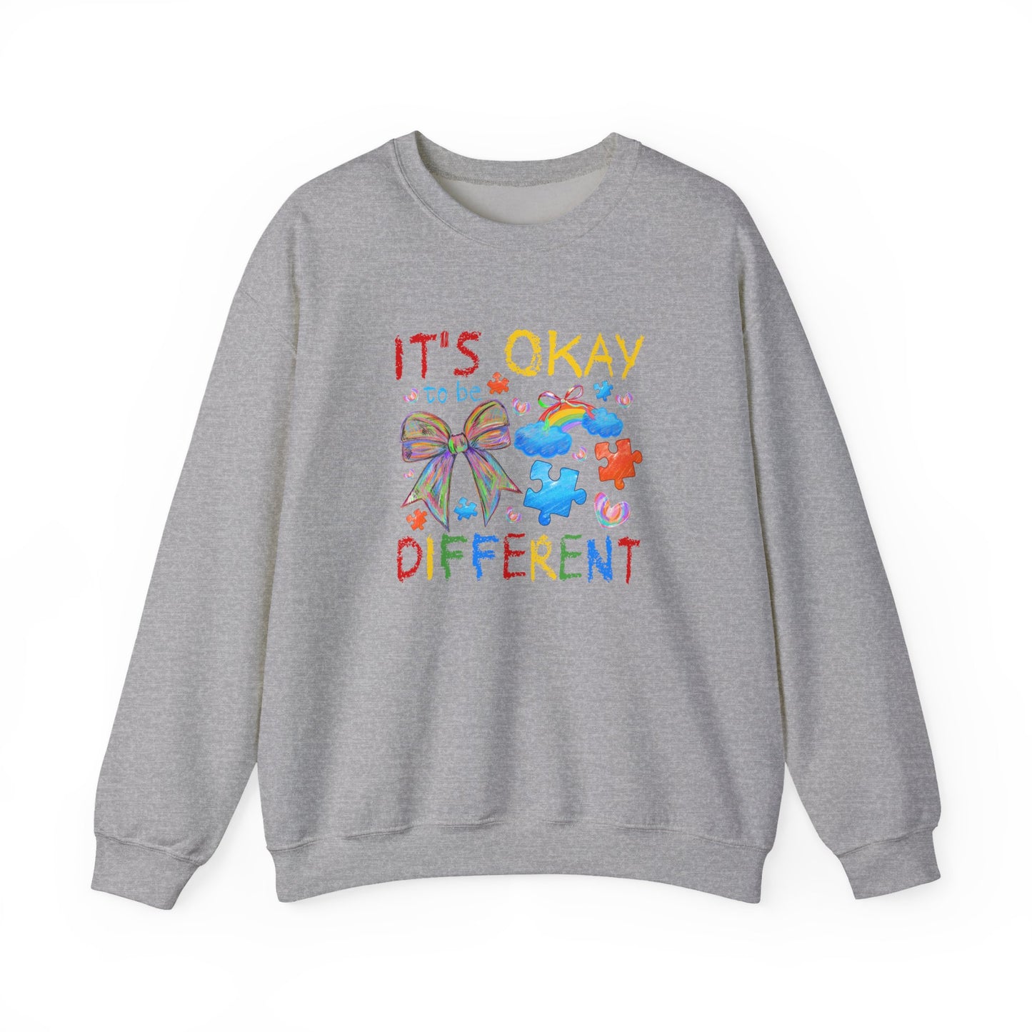 Inclusive Rainbow Crewneck Sweatshirt, Unisex Adult Apparel, Gift for Kids, Autism Awareness, Cozy and Colorful Sweatshirt