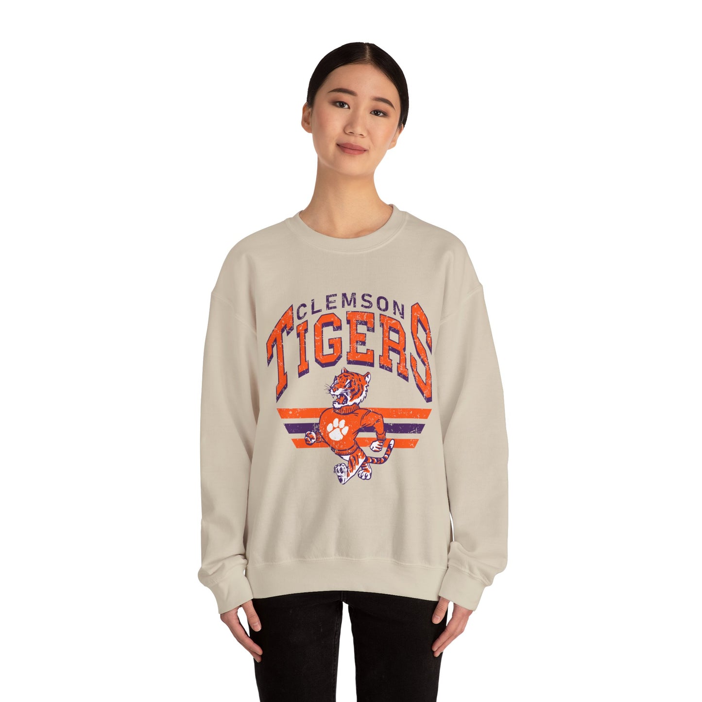 Clemson Tigers Crewneck Sweatshirt, Comfortable College Apparel, Unisex Sweatshirt, Sports Fan Gear, Game Day Outfit, Classic Sweatshirt