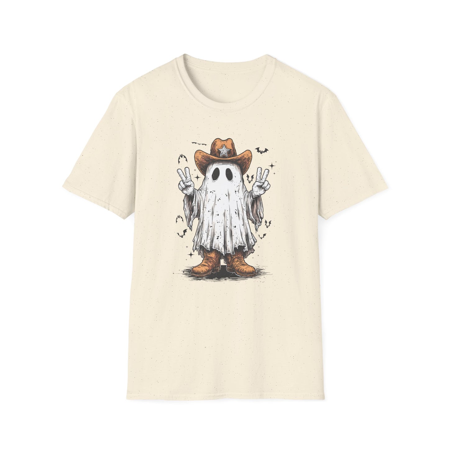 Ghost Cowboy Unisex Softstyle T-Shirt | Fun Halloween Tee, Casual Wear, Gift for Friends, Unique Halloween Costume, Spooky Vibes