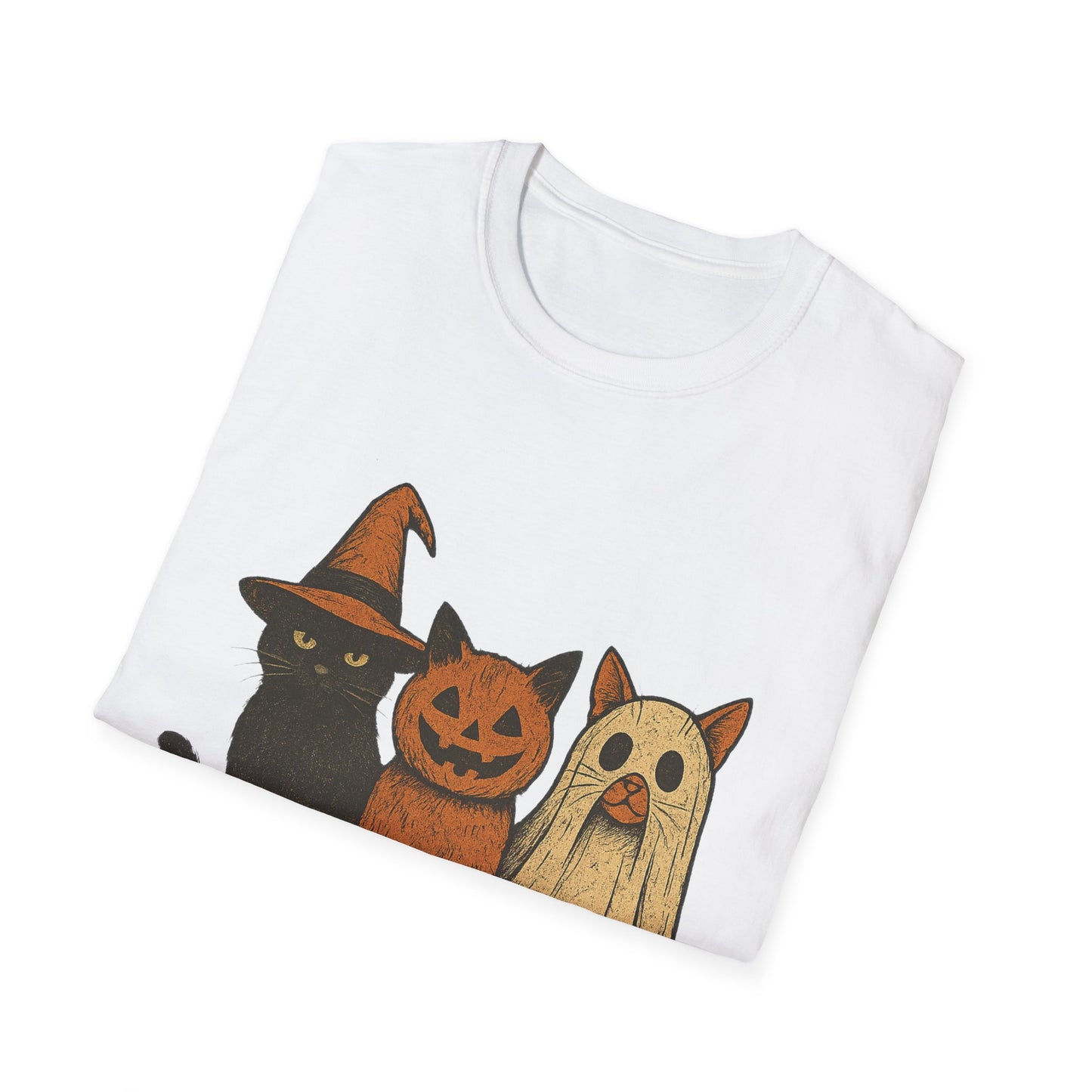 Halloween Cat & Dog T-Shirt, Unisex Softstyle Tee, Fall Apparel, Cute Pet Shirt, Casual Halloween Outfit, Animal Lover Gift