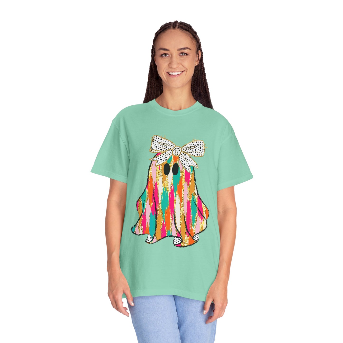 Colorful Ghost Graphic T-Shirt, Fun Unisex Tee, Halloween Shirt, Gift for Kids, Casual Wear, Festival Clothing