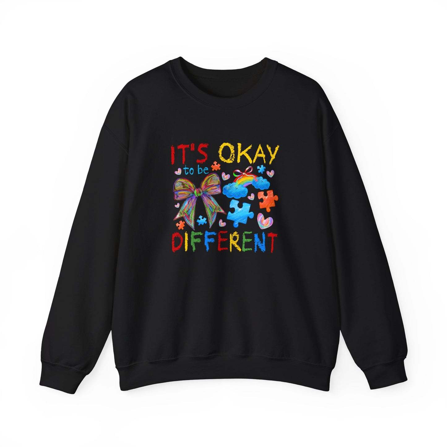 Inclusive Rainbow Crewneck Sweatshirt, Unisex Adult Apparel, Gift for Kids, Autism Awareness, Cozy and Colorful Sweatshirt