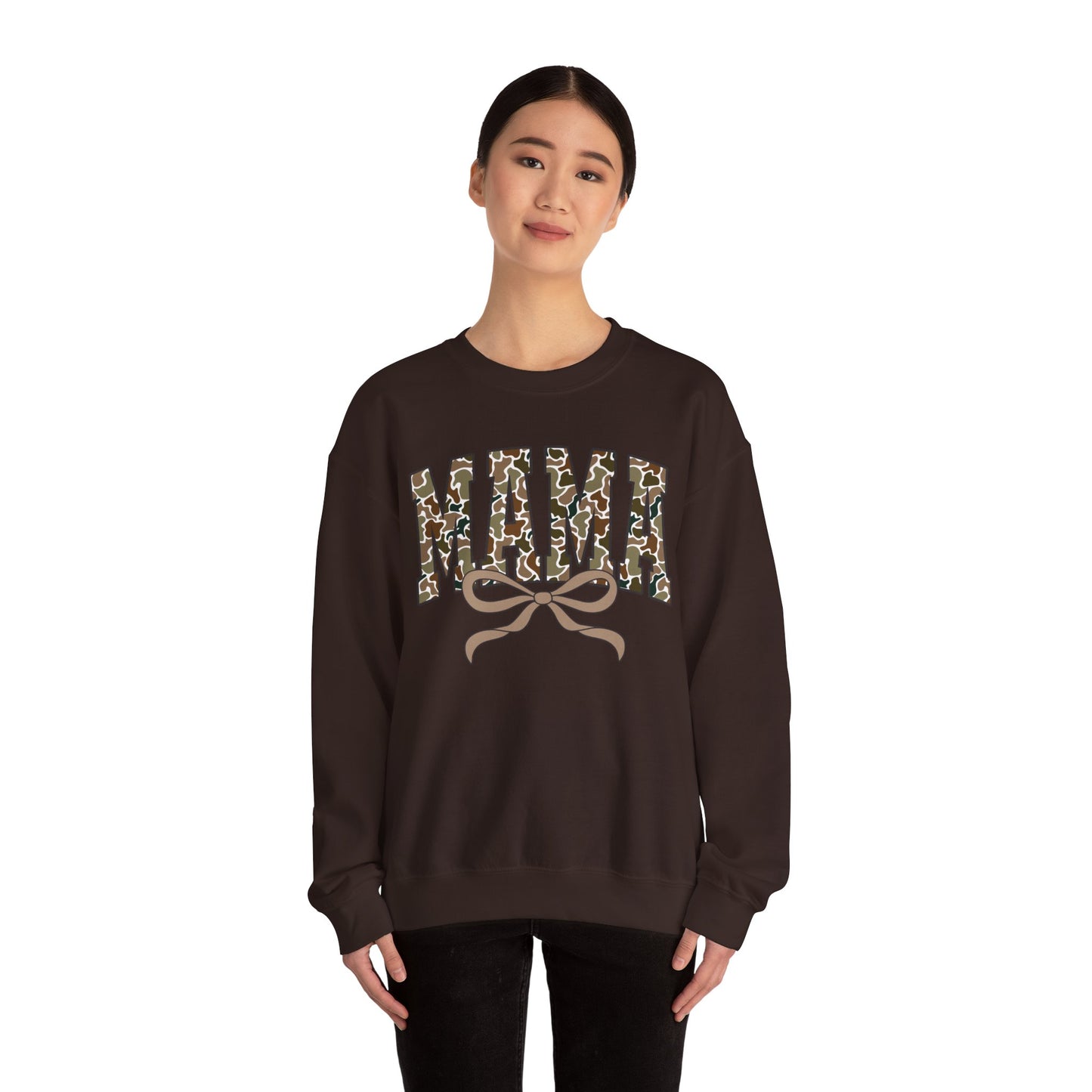 Camo Mama Crewneck Sweatshirt, Cozy Gift for Mom, Trendy Casual Wear, Perfect for Birthdays, Mother's Day, Family Gatherings
