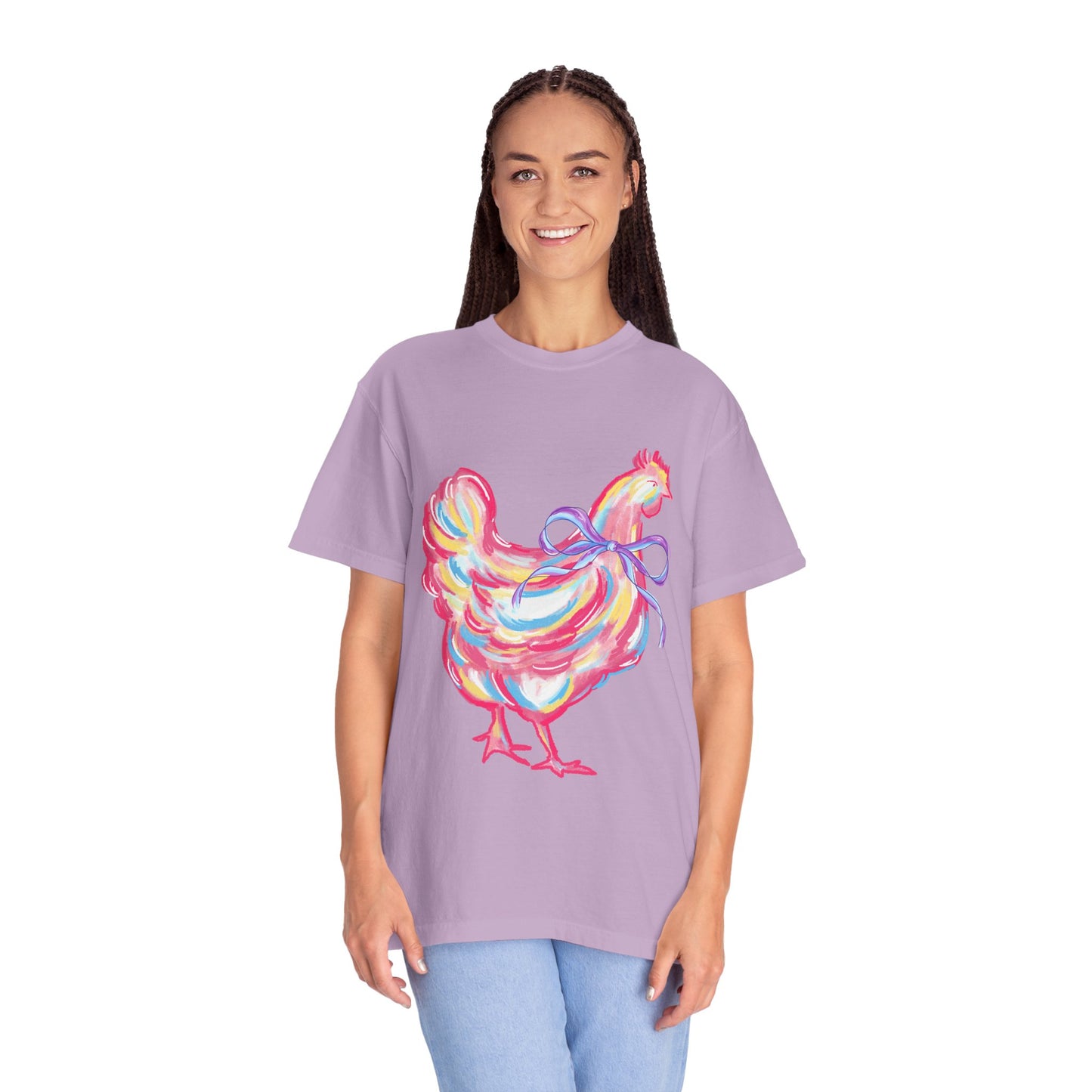 Colorful Chicken T-Shirt - Whimsical Farm Animal Tee, Gift for Animal Lovers, Unique Art Shirt, Cozy Casual Wear, Fun Birthday Present