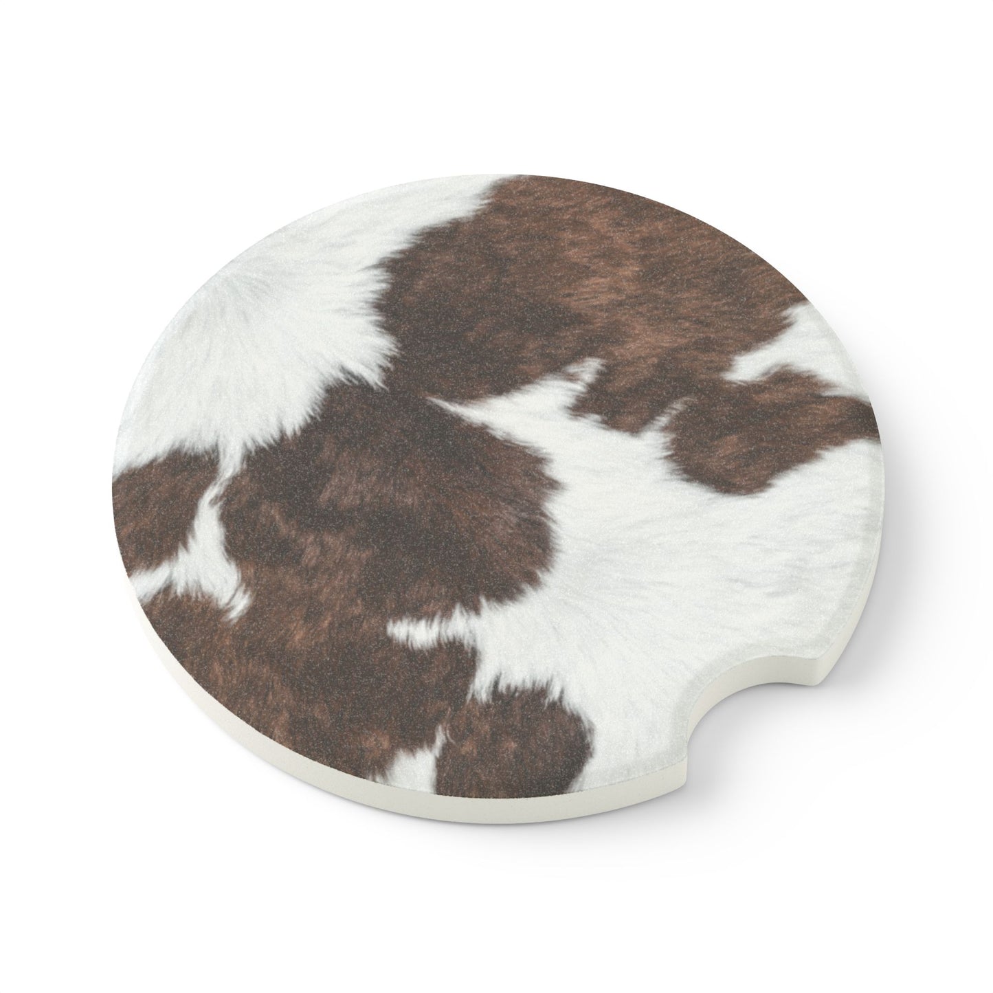 Cowhide Soapstone Car Coaster - Unique Car Accessory, Stylish Drink Holder, Home Decor, Gift for Cow Lovers, Car Accessories