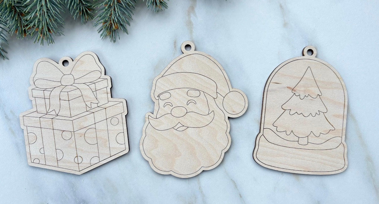 Paintable Christmas Ornament 7 Ornament Set