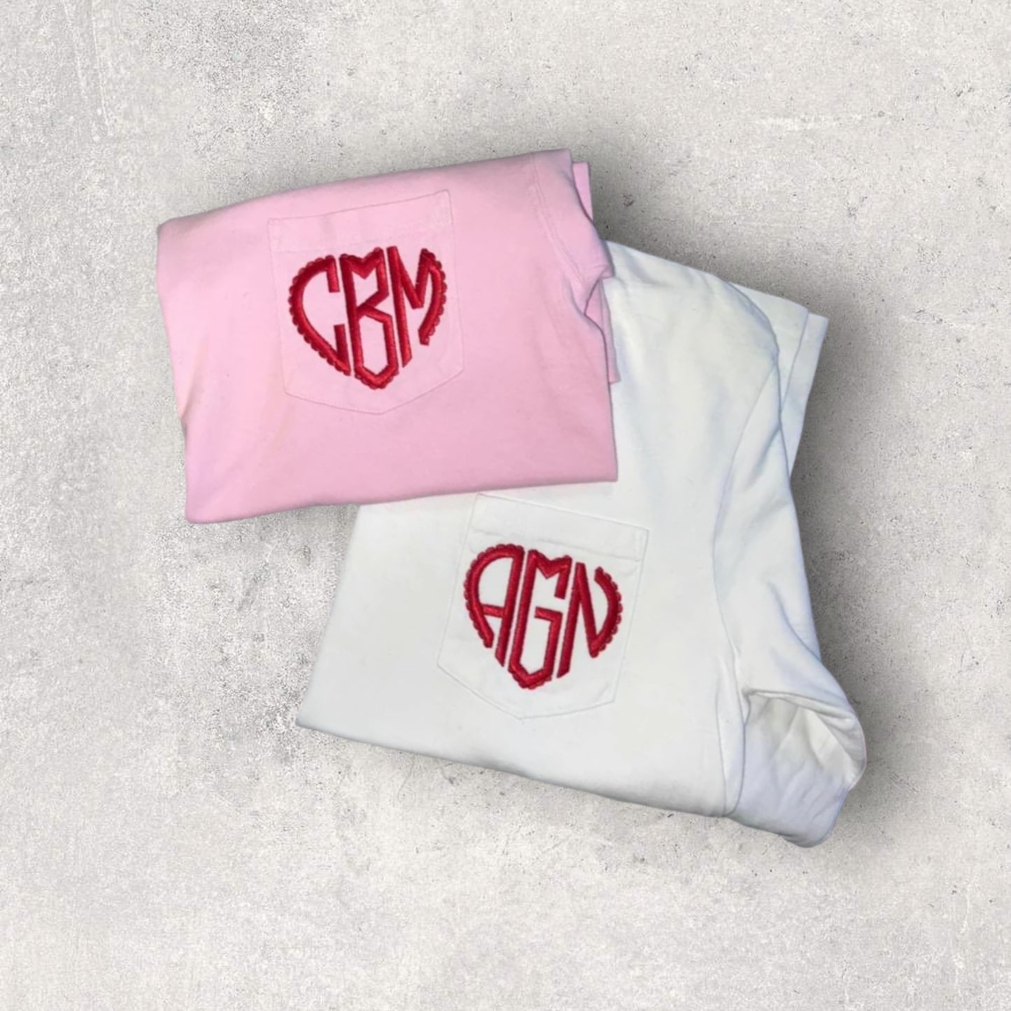 Valentines Scalloped Heart Monogram Short Sleeve