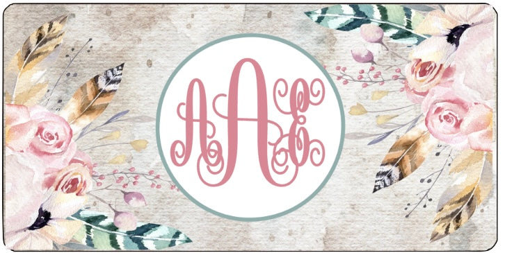 Roses & Feathers Car Tag