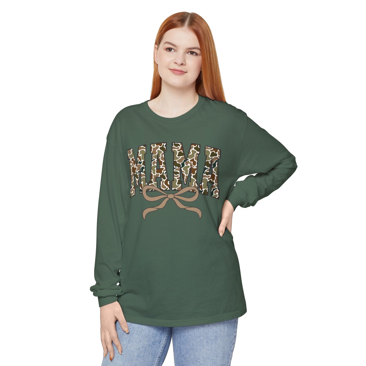 Mama Camo Long Sleeve Tee, Comfortable Unisex T-Shirt for Moms, Perfect Gift for Mother's Day, Casual Wear, Family Outings, Everyday Style
