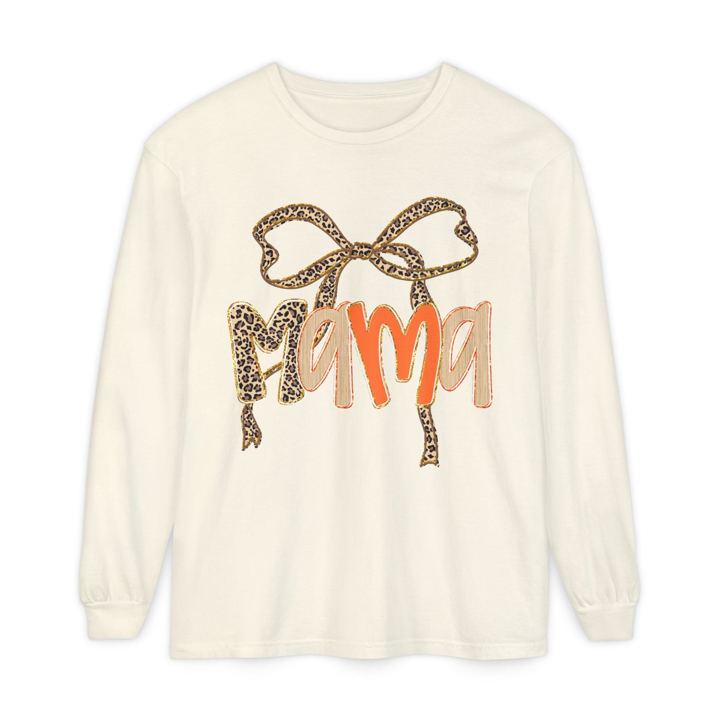 Mama Leopard Print Long Sleeve Tee, Cute Mama Shirt, Gift for Moms, Fall Fashion, Casual Wear, Birthday Gift for Her