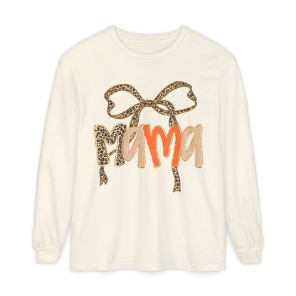 Mama Leopard Print Long Sleeve Tee, Cute Mama Shirt, Gift for Moms, Fall Fashion, Casual Wear, Birthday Gift for Her