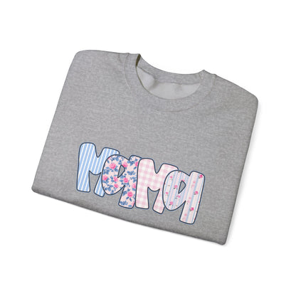 Mama Pink & Blue Floral Crewneck