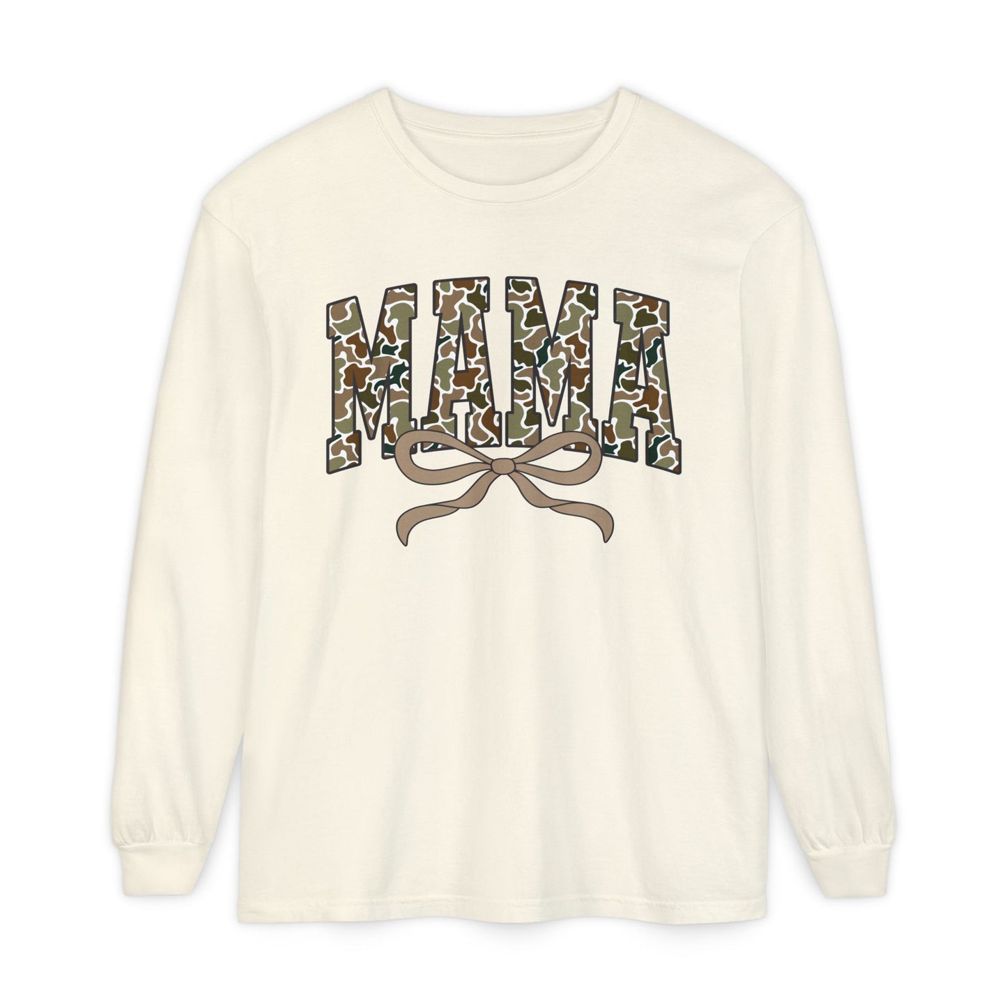Mama Camo Long Sleeve Tee, Comfortable Unisex T-Shirt for Moms, Perfect Gift for Mother's Day, Casual Wear, Family Outings, Everyday Style