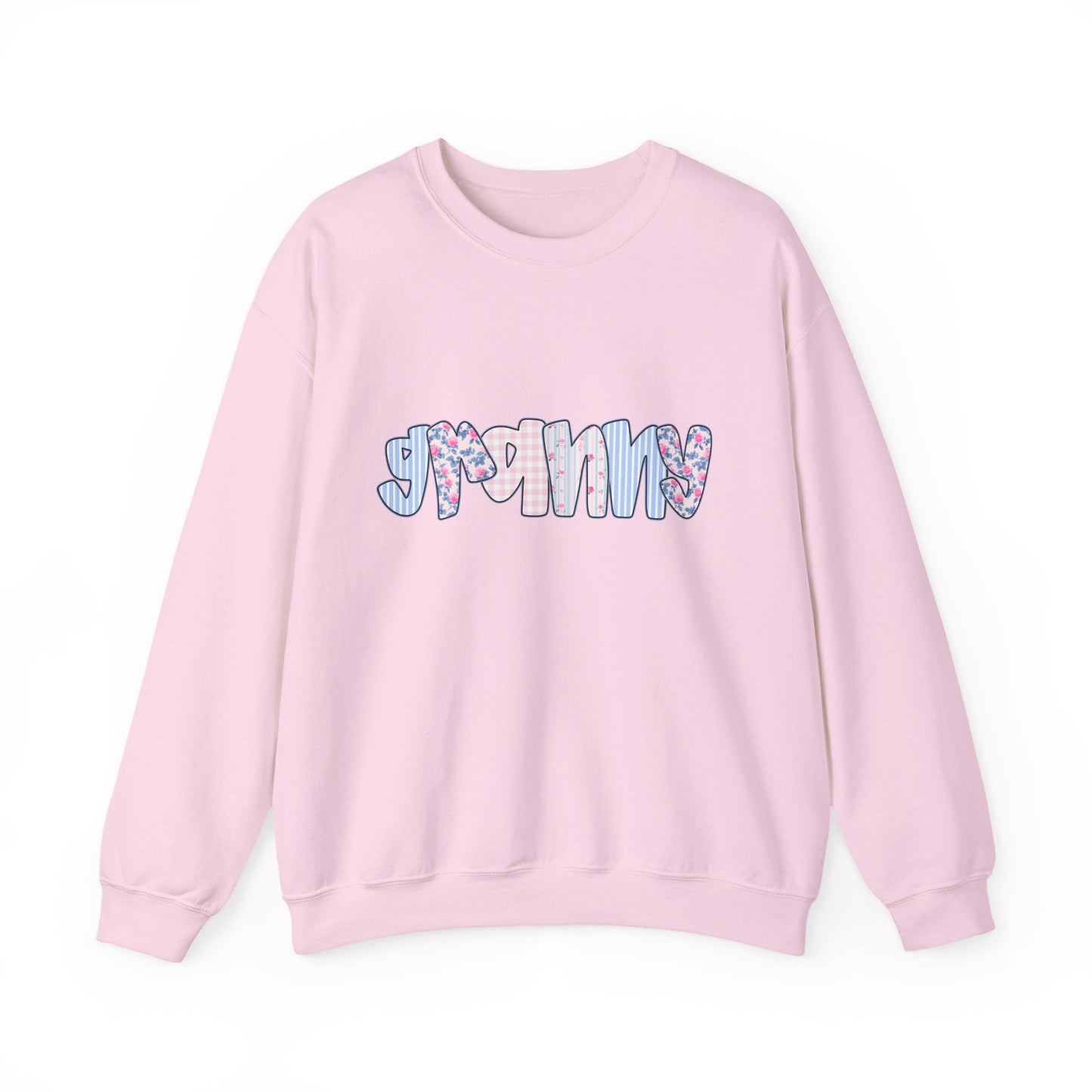 Granny Pink & Blue Floral Crewneck