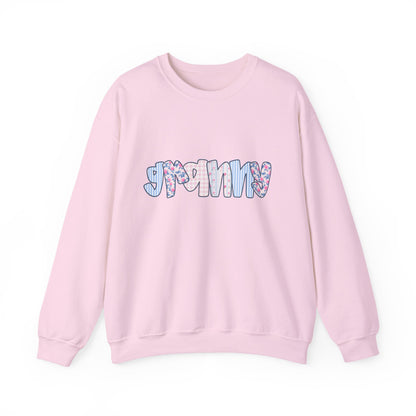 Granny Pink & Blue Floral Crewneck