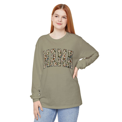 Unisex Long Sleeve T-Shirt, Camo Mama Tee, Perfect Gift for Moms, Casual Wear, Everyday Comfort