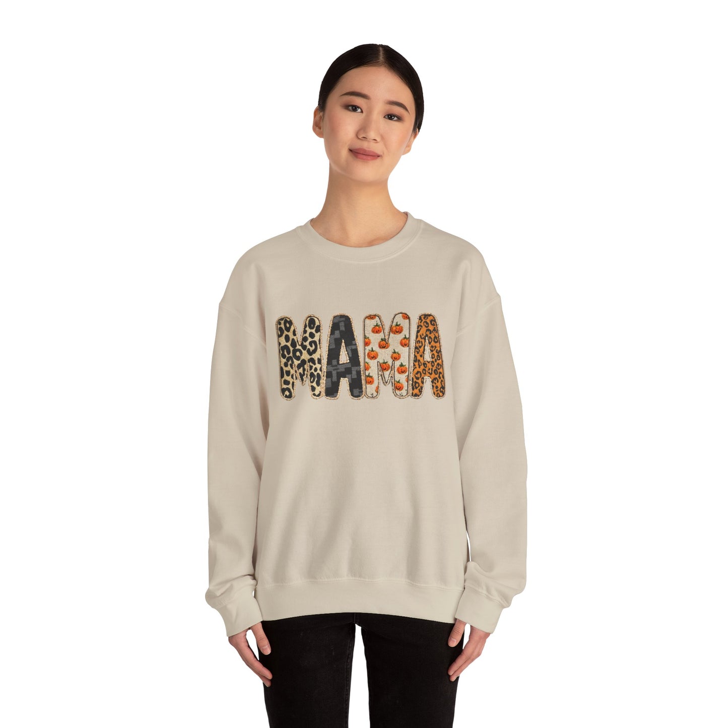 Mama Leopard Print Crewneck Sweatshirt, Gift for Moms, Cozy Casual Wear, Mother's Day Sweatshirt, Stylish Parenthood Apparel