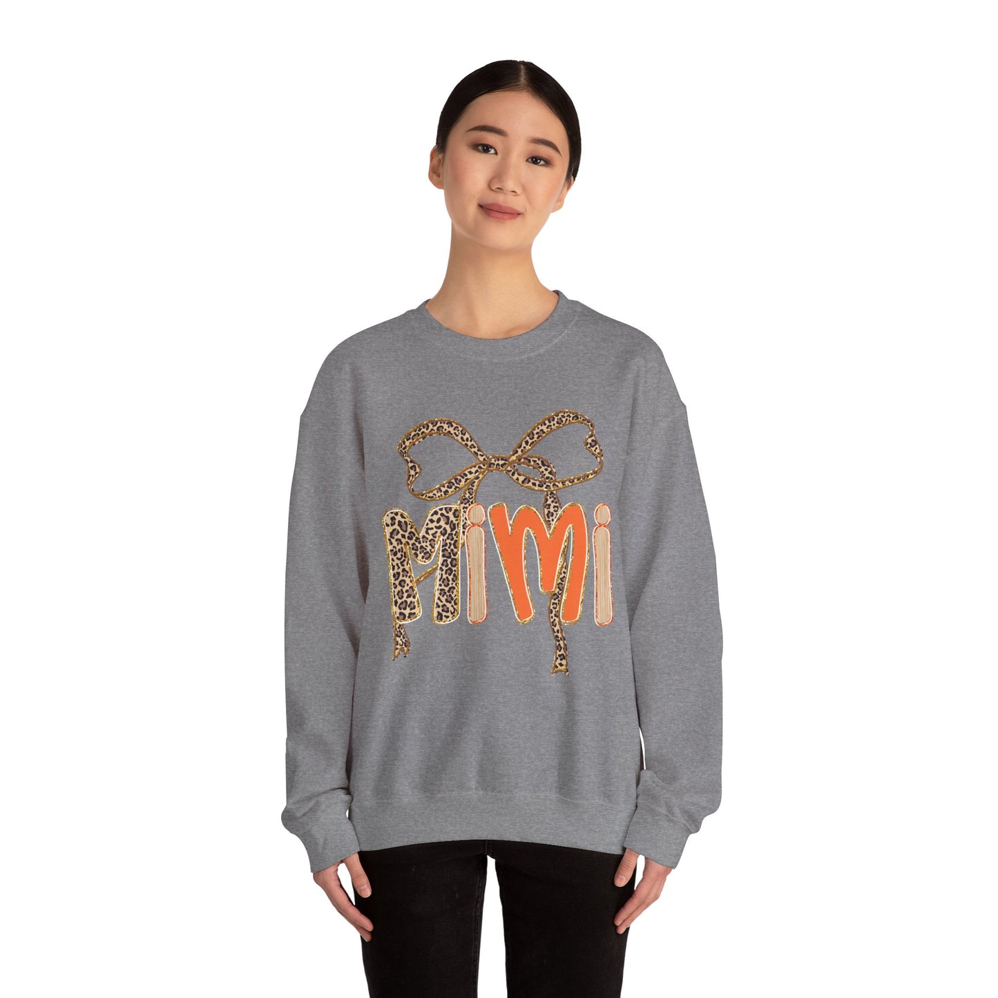 Mimi Leopard Print Sweatshirt, Cozy Crewneck for Grandmothers, Personalized Gift, Comfortable Casual Wear, Birthday Gift, Family Gatherings