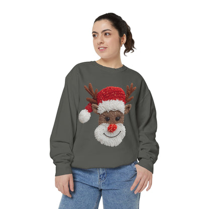 Festive Reindeer Sweatshirt Comfort Colors