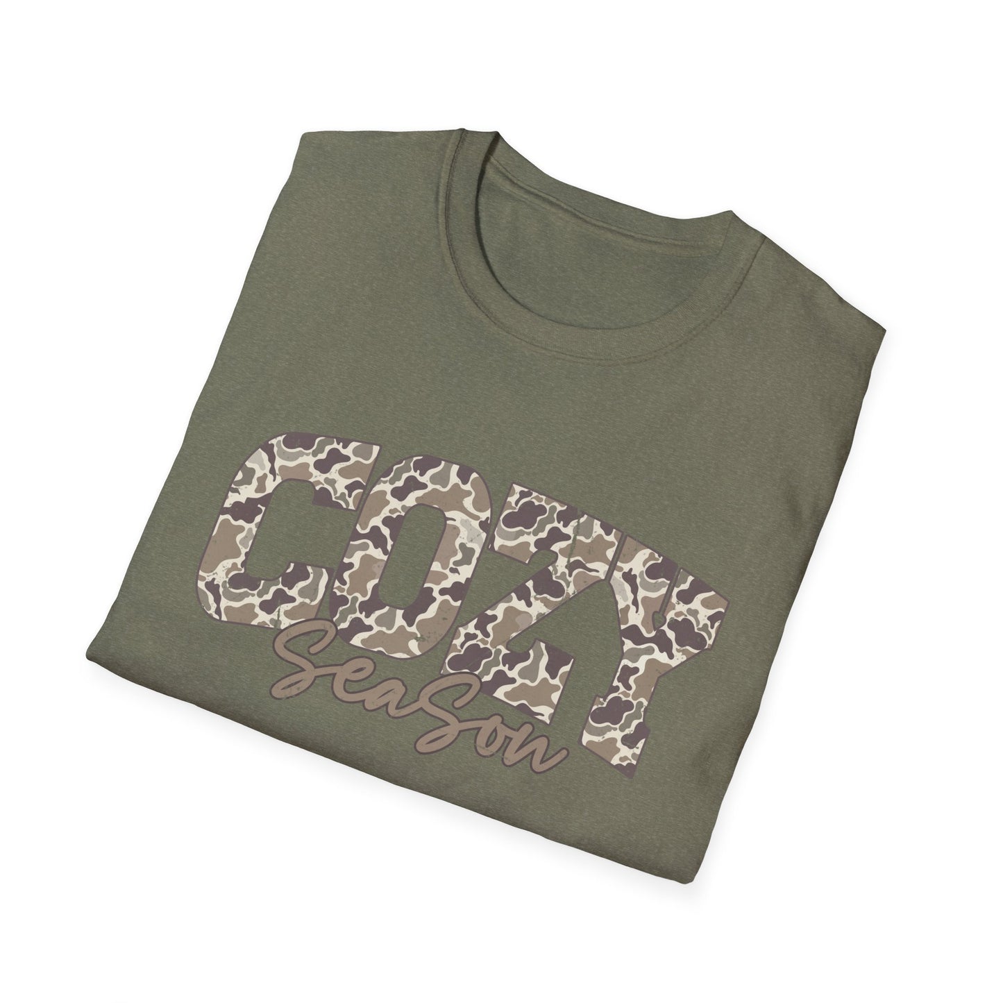 Cozy Season Camo GIldan Softstyle T-Shirt