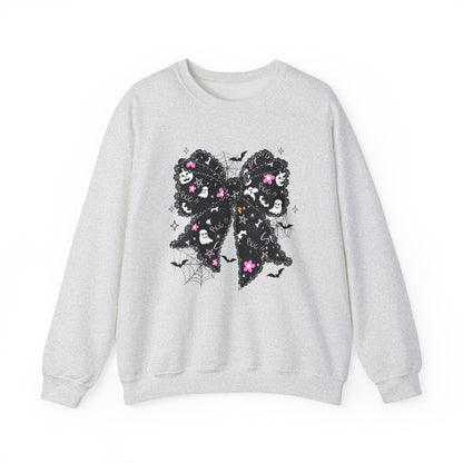 Chic Floral Bow Sweatshirt, Unisex Crewneck, Cozy Fall Fashion, Gift for Her, Perfect for Halloween & Everyday Style