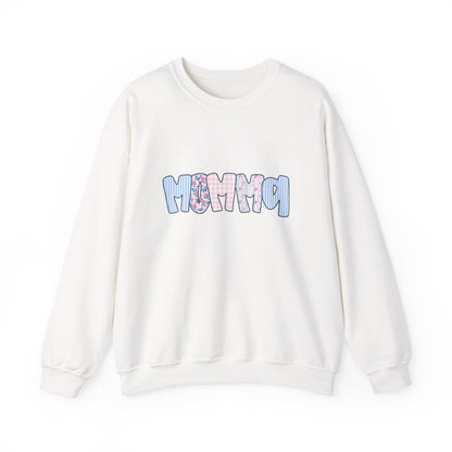 Momma Pink & Blue Floral Crewneck