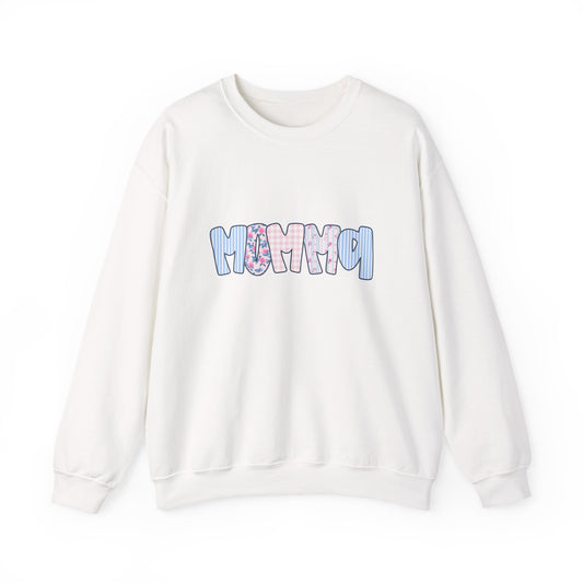 Momma Pink & Blue Floral Crewneck