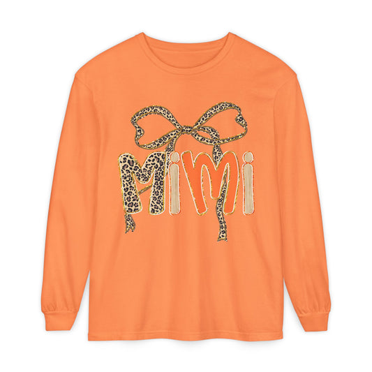 Mimi Long Sleeve T-Shirt, Garment-Dyed Tee, Perfect Gift for Moms and Grandmas, Casual Wear, Ideal for Birthdays or Mother's Day